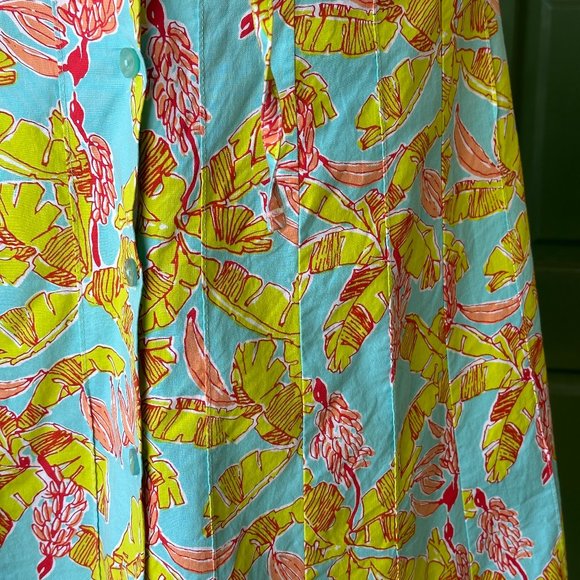 Key West Tropical Palm Print Skirt- Button Down Tie Through Waist - Picture 4 of 12